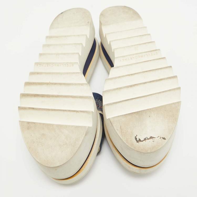 Pre Owned Stella McCartney Blue Denim Elyse Platform Slide Sandals Size 39