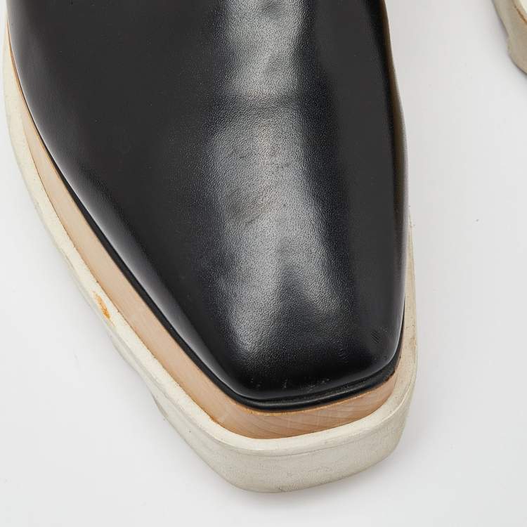 Pre Owned Stella McCartney Black Faux Leather Elyse Derby Sneakers Size 38