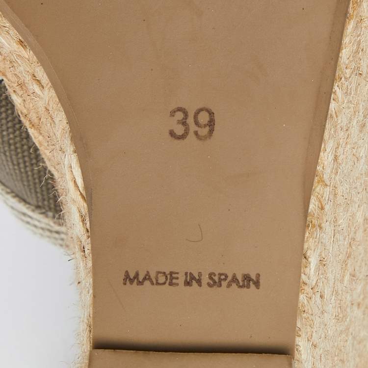 Pre Owned Stella McCartney Grey Fabric and Canvas Ankle Wrap Wedge Pumps Size 39