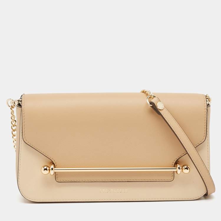 Pre Owned Strathberry Beige Leather East/West Chain Shoulder Bag
