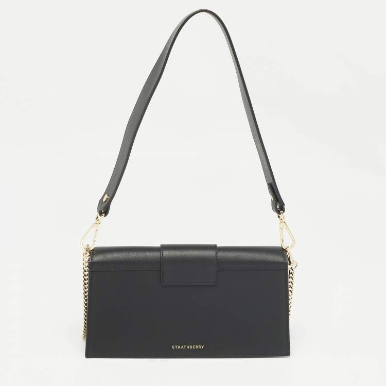 Pre Owned Strathberry Black Leather Mini Crescent Shoulder Bag