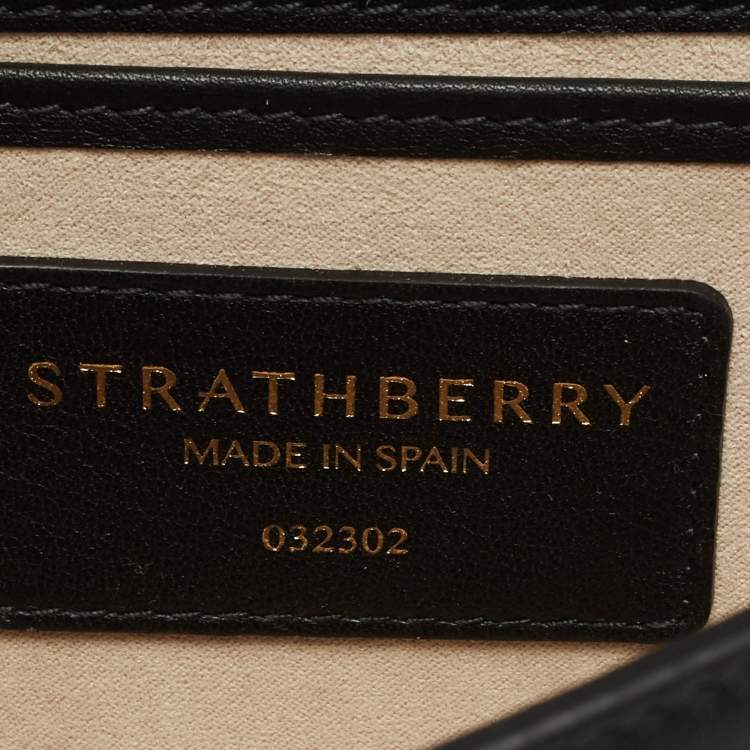 Pre Owned Strathberry Black Leather Mini Crescent Shoulder Bag