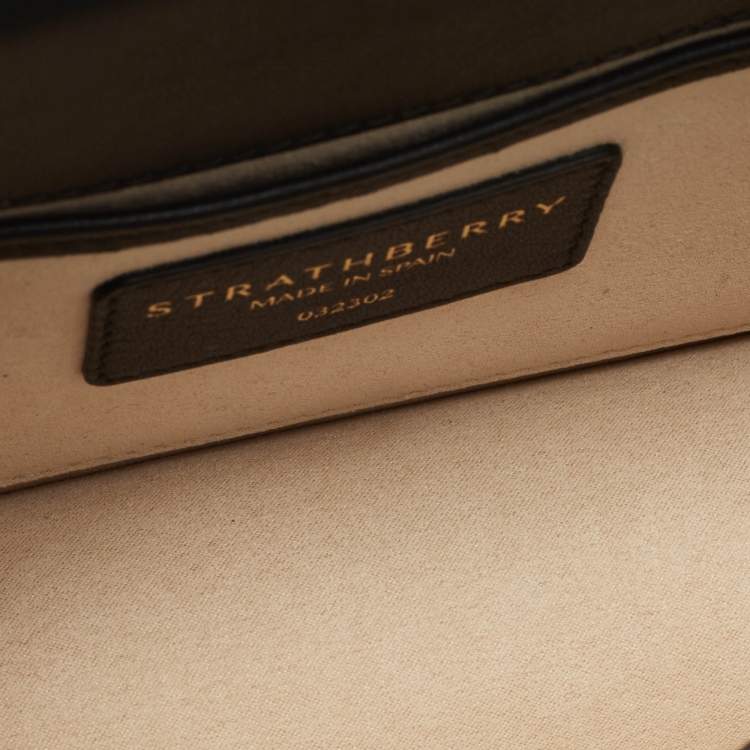 Pre Owned Strathberry Black Leather Mini Crescent Shoulder Bag