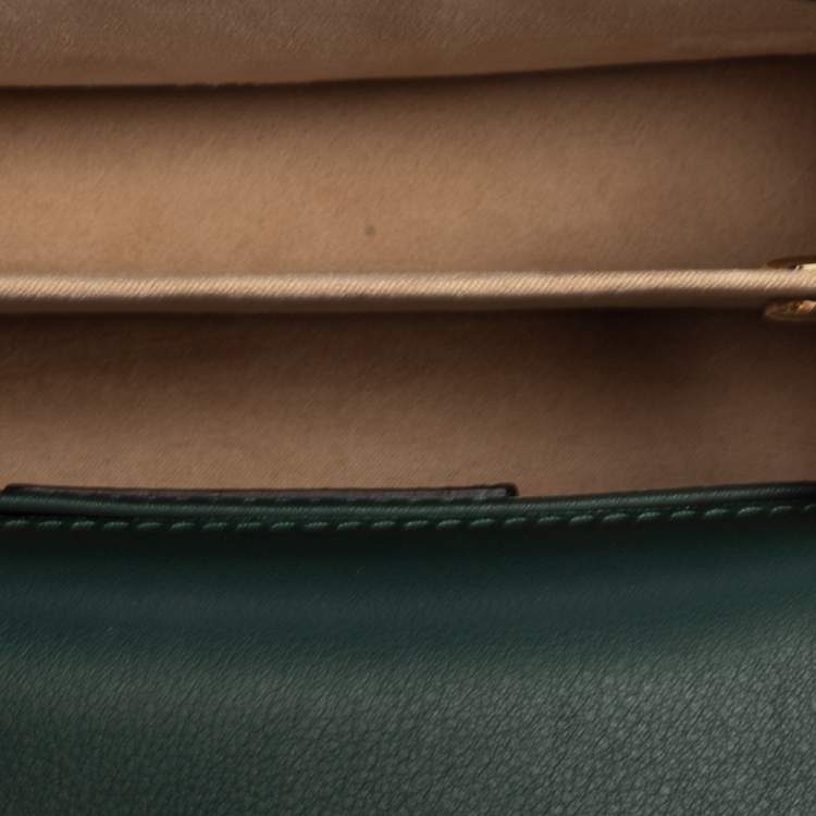 Pre Owned Strathberry Green Leather Mini East/west Leather Crossbody Bag