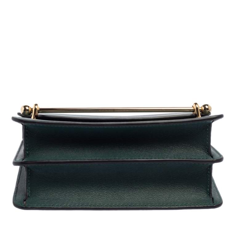 Pre Owned Strathberry Green Leather Mini East/west Leather Crossbody Bag