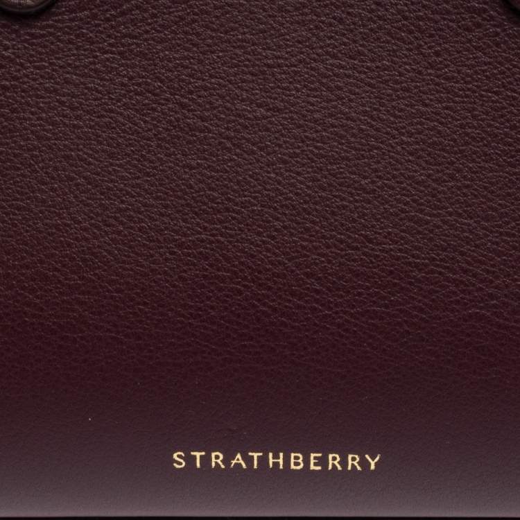 Pre Owned Strathberry Burgundy Leather Nano Midi Tote