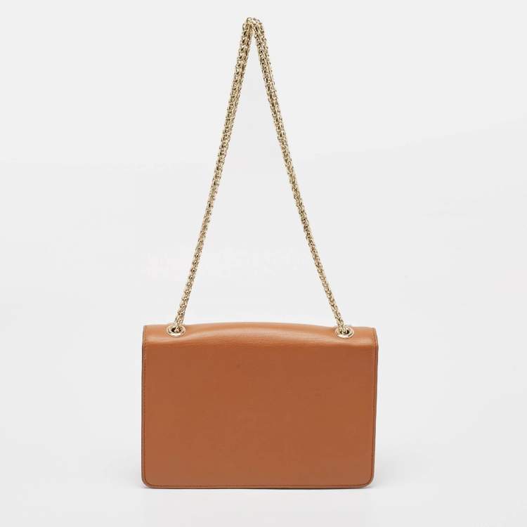 Pre Owned Strathberry Brown Leather East/West Chain Shoulder Bag