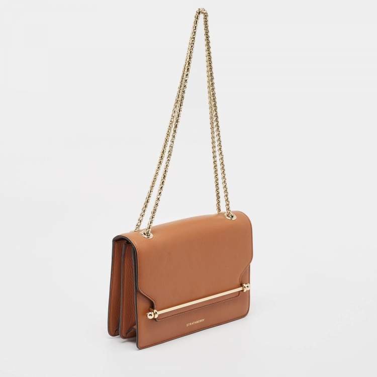 Pre Owned Strathberry Brown Leather East/West Chain Shoulder Bag