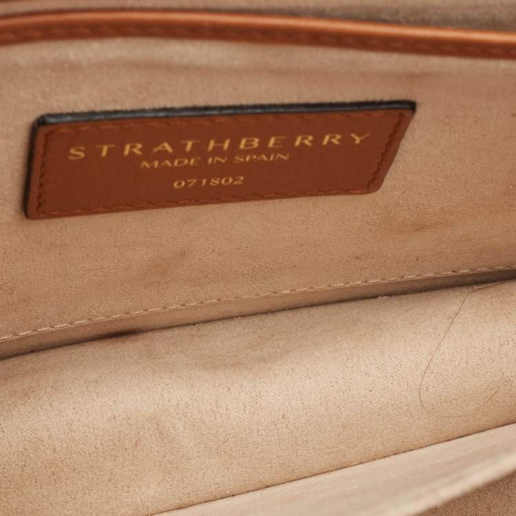 Pre Owned Strathberry Brown Leather East/West Chain Shoulder Bag