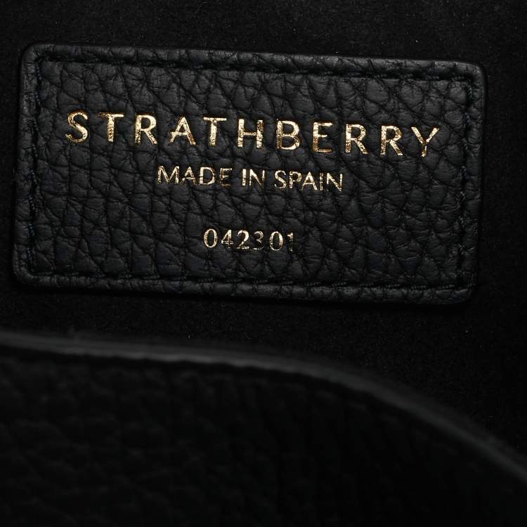 Pre Owned Strathberry Black Leather Mini Lana Osette Bucket Bag