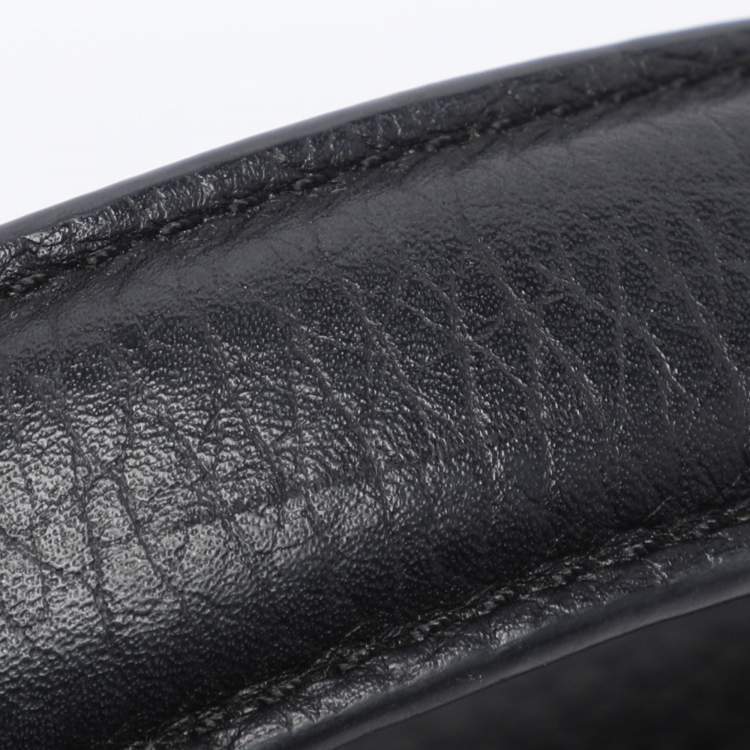 Pre Owned Strathberry Black Leather Nano Mosaic Crossbody Bag