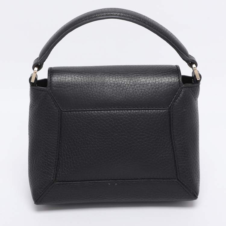 Pre Owned Strathberry Black Leather Nano Mosaic Crossbody Bag