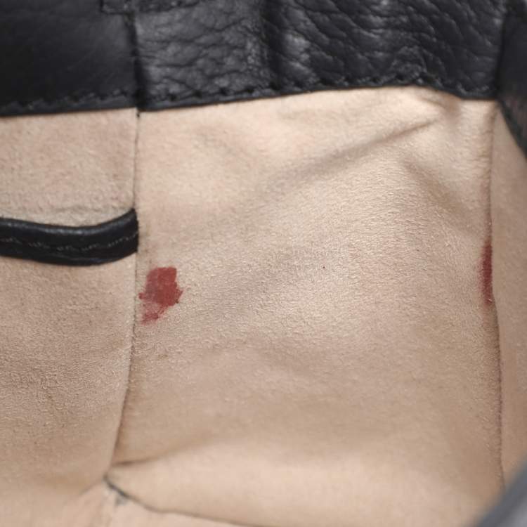 Pre Owned Strathberry Black Leather Nano Mosaic Crossbody Bag