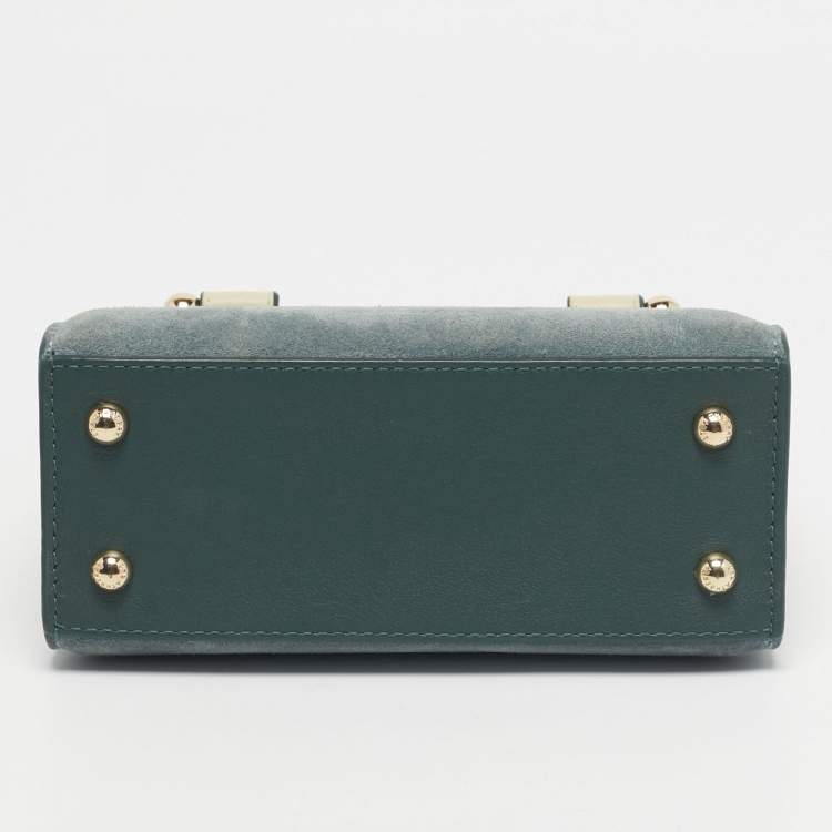 Pre Owned Strathberry Tricolor Suede and Leather Nano Midi Top Handle Bag