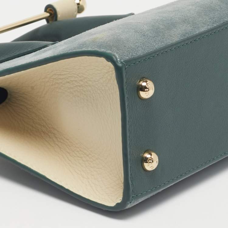 Pre Owned Strathberry Tricolor Suede and Leather Nano Midi Top Handle Bag