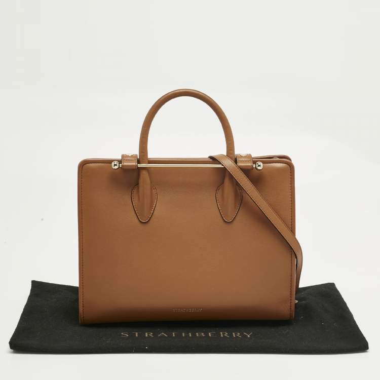 Pre Owned Strathberry Brown Leather Midi Tote