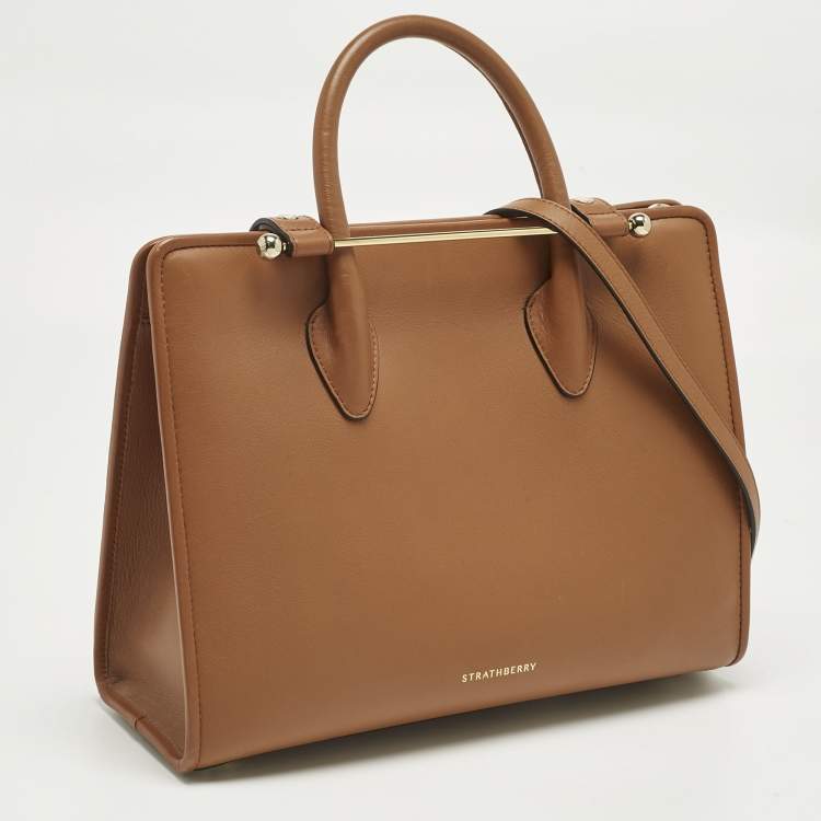 Pre Owned Strathberry Brown Leather Midi Tote