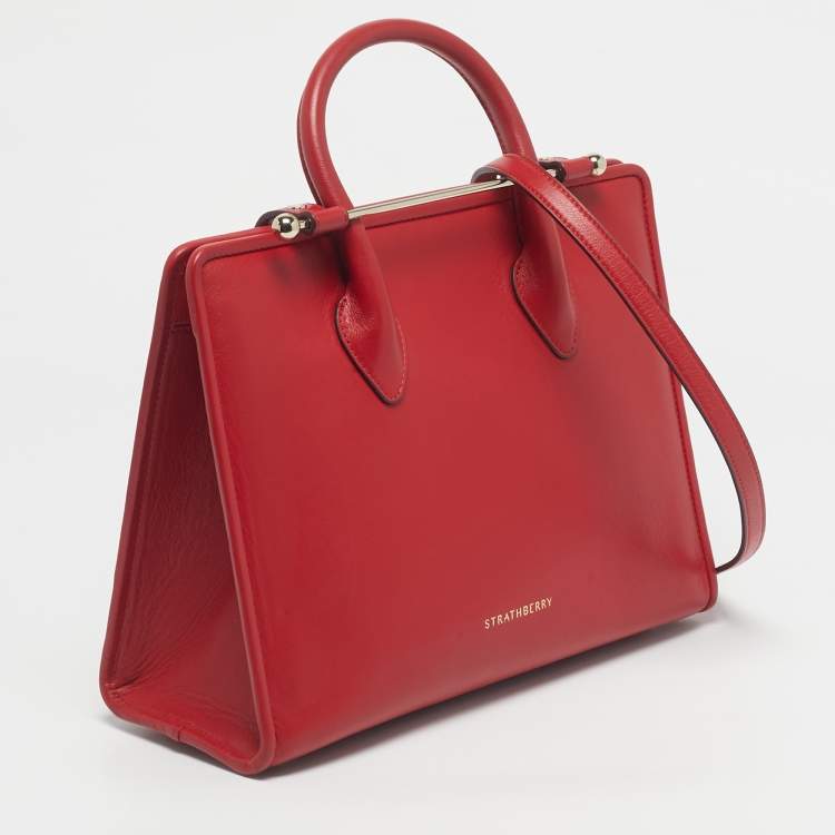 Pre Owned Strathberry Red Leather Midi Tote