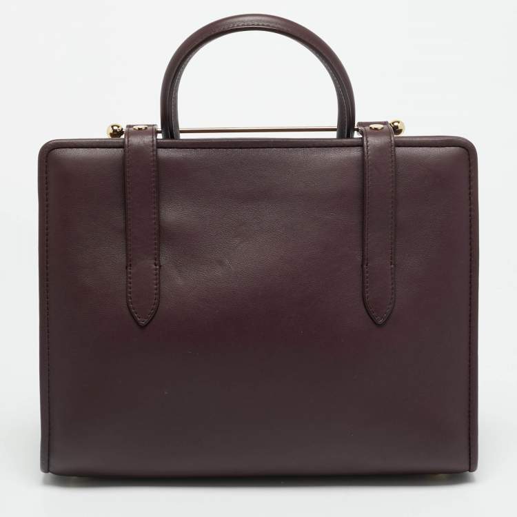 Pre Owned Strathberry Midi Dark Burgundy Leather Tote