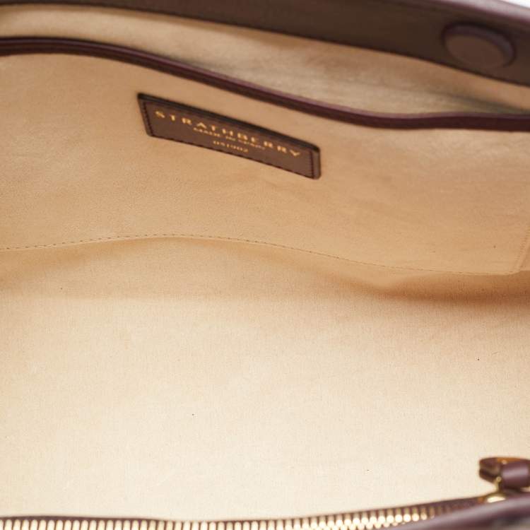 Pre Owned Strathberry Midi Dark Burgundy Leather Tote
