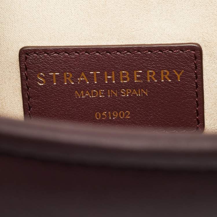 Pre Owned Strathberry Midi Dark Burgundy Leather Tote