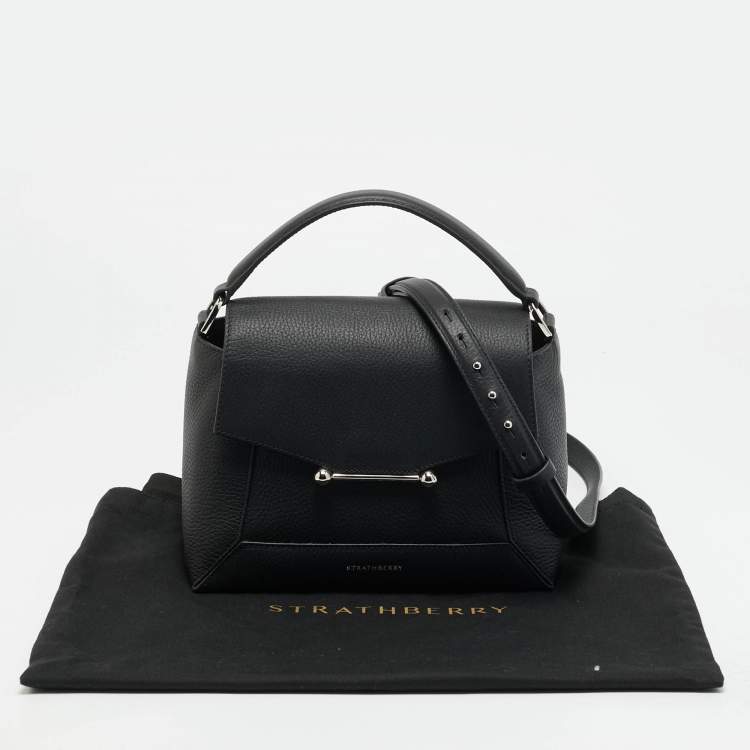 Pre Owned Strathberry Mosiac Black Leather Top Handle Bag