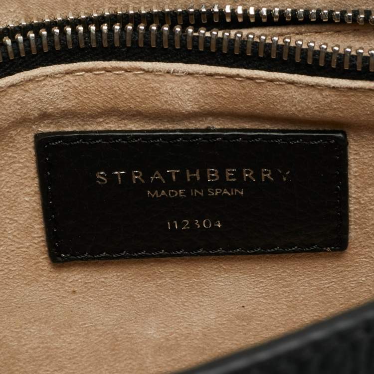 Pre Owned Strathberry Mosiac Black Leather Top Handle Bag