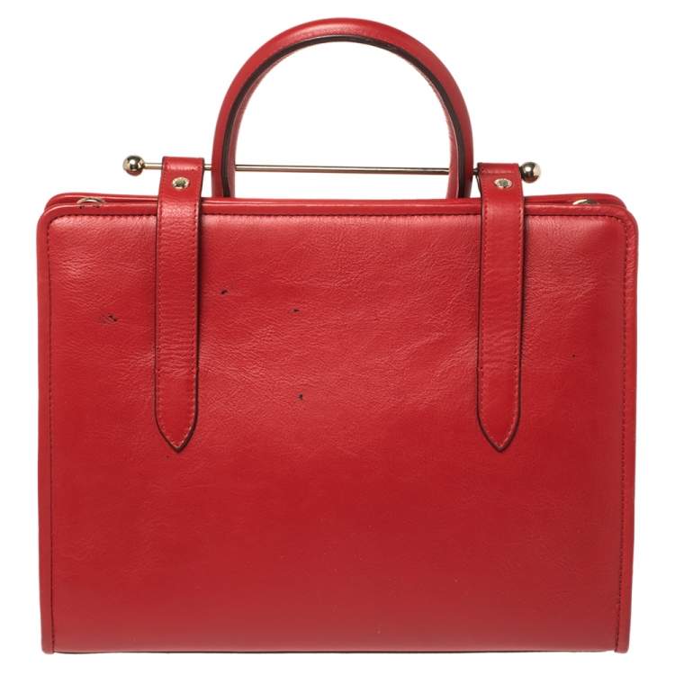 Pre Owned Strathberry Red Leather Midi Tote