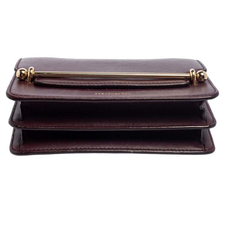 Pre Owned Strathberry Plum Leather Mini East/west Leather Crossbody Bag