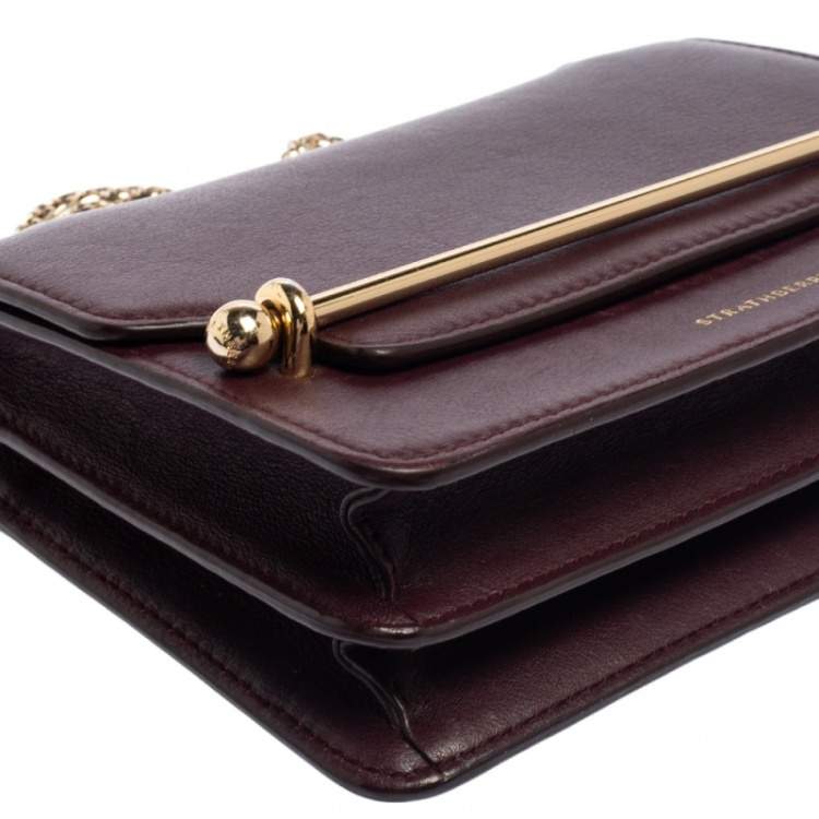 Pre Owned Strathberry Plum Leather Mini East/west Leather Crossbody Bag