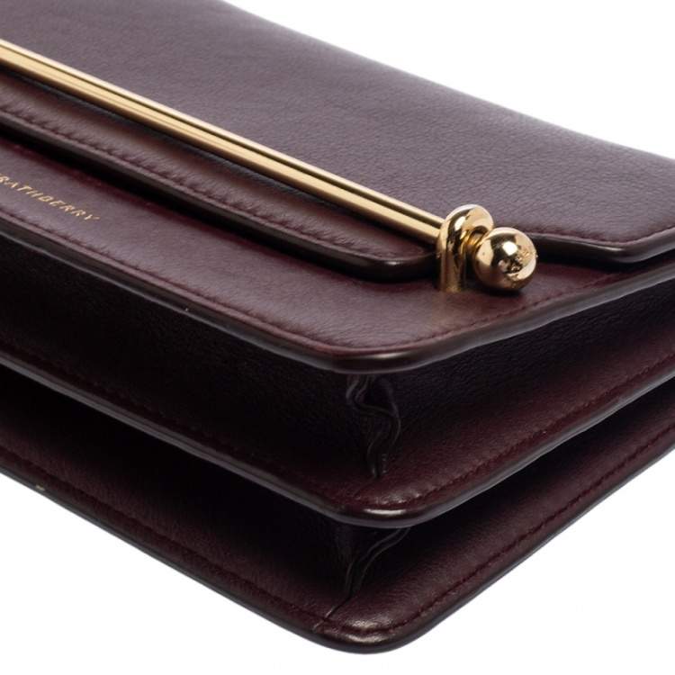 Pre Owned Strathberry Plum Leather Mini East/west Leather Crossbody Bag