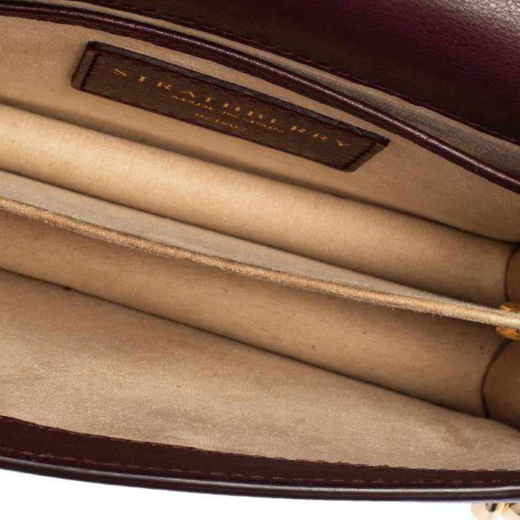 Pre Owned Strathberry Plum Leather Mini East/west Leather Crossbody Bag