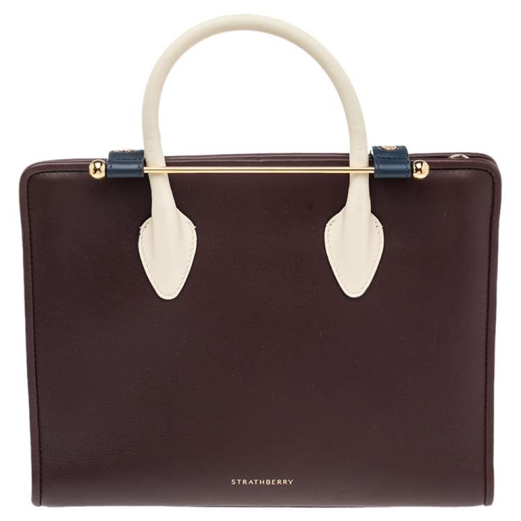 Strathberry Burgundy Leather Midi Tote Strathberry | The Luxury Closet