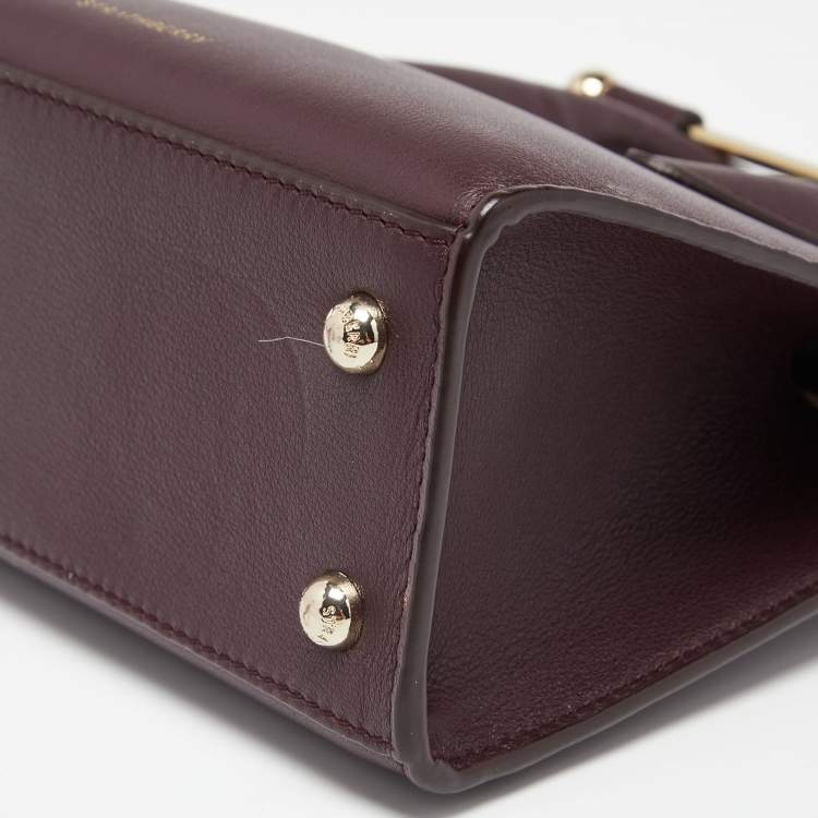 Pre Owned Strathberry Burgundy Leather Nano Midi Tote
