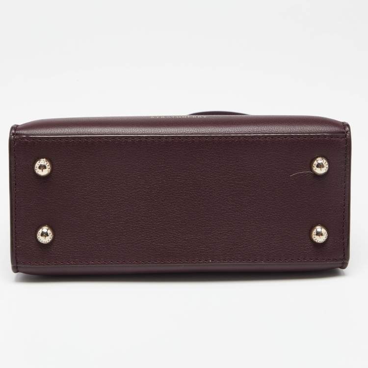 Pre Owned Strathberry Burgundy Leather Nano Midi Tote