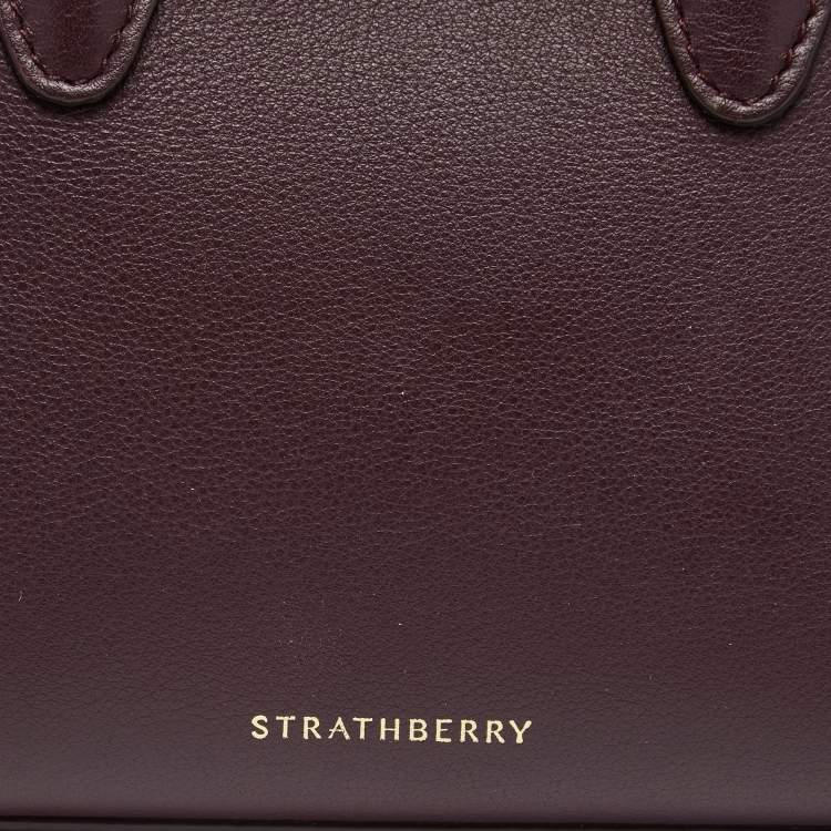 Pre Owned Strathberry Burgundy Leather Nano Midi Tote