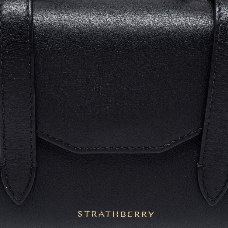 Pre Owned Strathberry Black Leather Micro Allegro Top Handle Bag