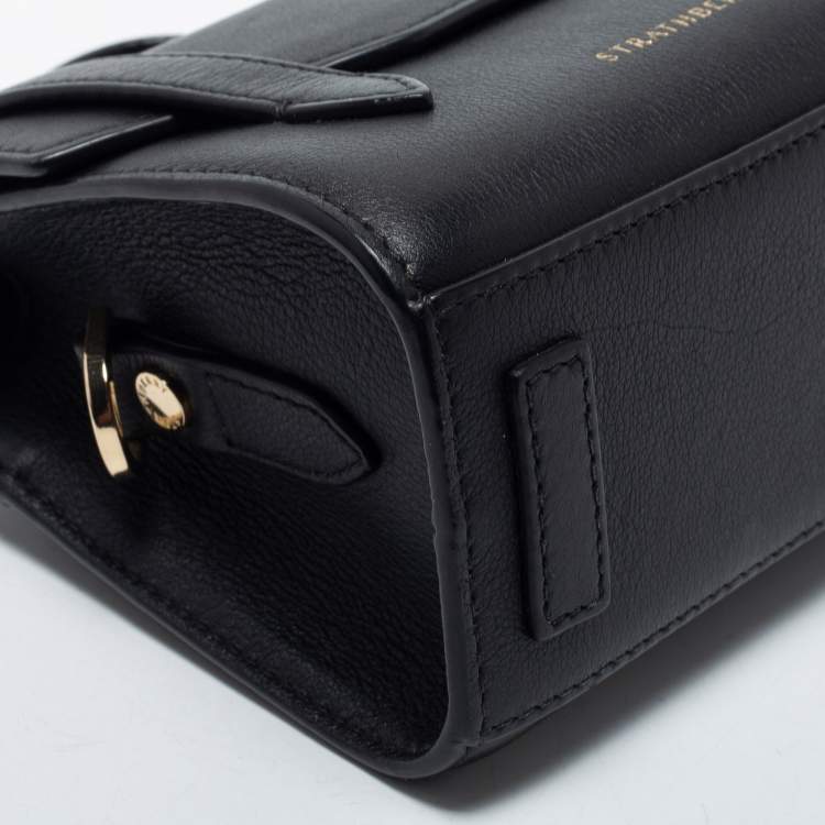 Pre Owned Strathberry Black Leather Micro Allegro Top Handle Bag