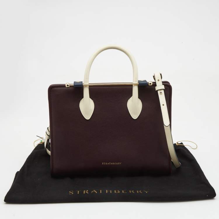 Pre Owned Strathberry Tri Color Leather Midi Tote