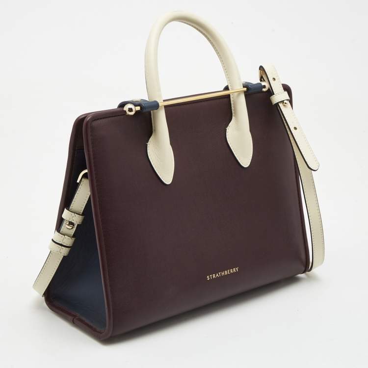 Pre Owned Strathberry Tri Color Leather Midi Tote