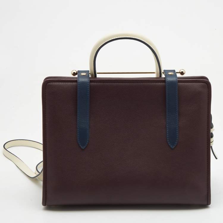Pre Owned Strathberry Tri Color Leather Midi Tote