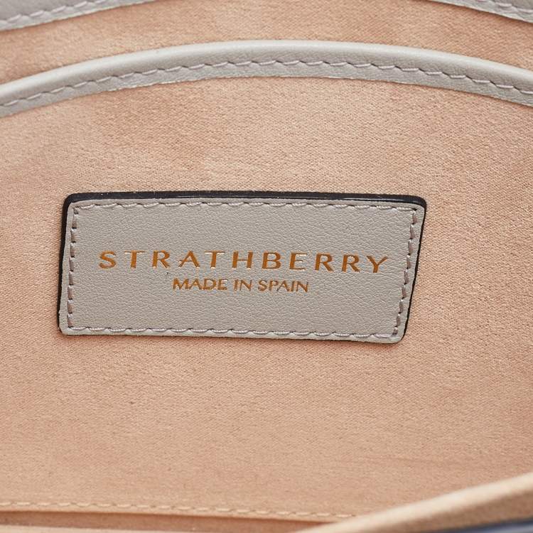 Pre Owned Strathberry Grey Leather East/west Leather Crossbody Bag