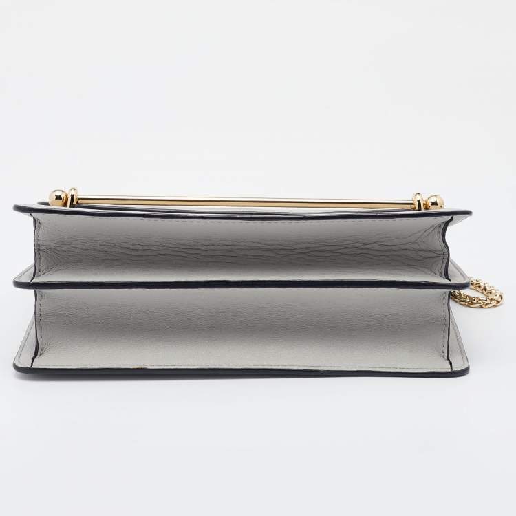 Pre Owned Strathberry Grey Leather East/west Leather Crossbody Bag
