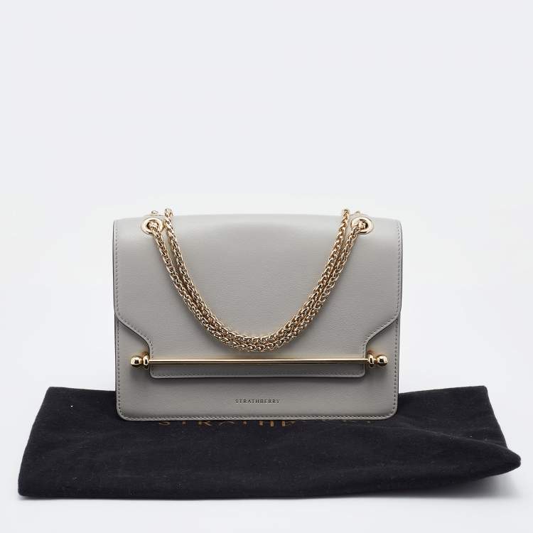 Pre Owned Strathberry Grey Leather East/west Leather Crossbody Bag