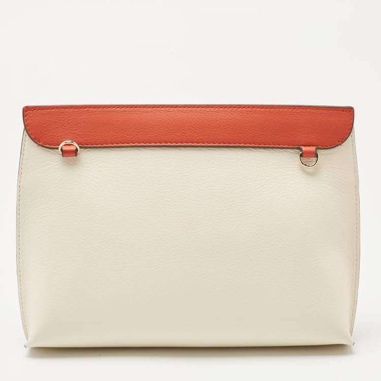 Pre Owned Strathberry Off White/Orange Leather Stylist Crossbody Bag