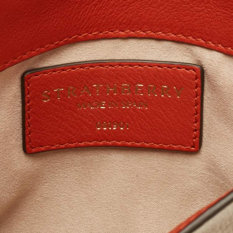 Pre Owned Strathberry Off White/Orange Leather Stylist Crossbody Bag