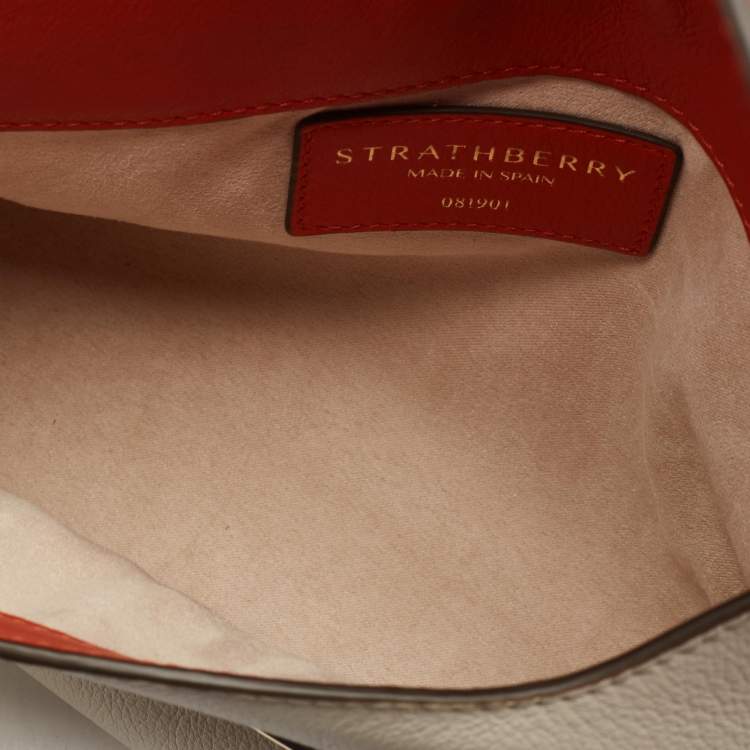 Pre Owned Strathberry Off White/Orange Leather Stylist Crossbody Bag