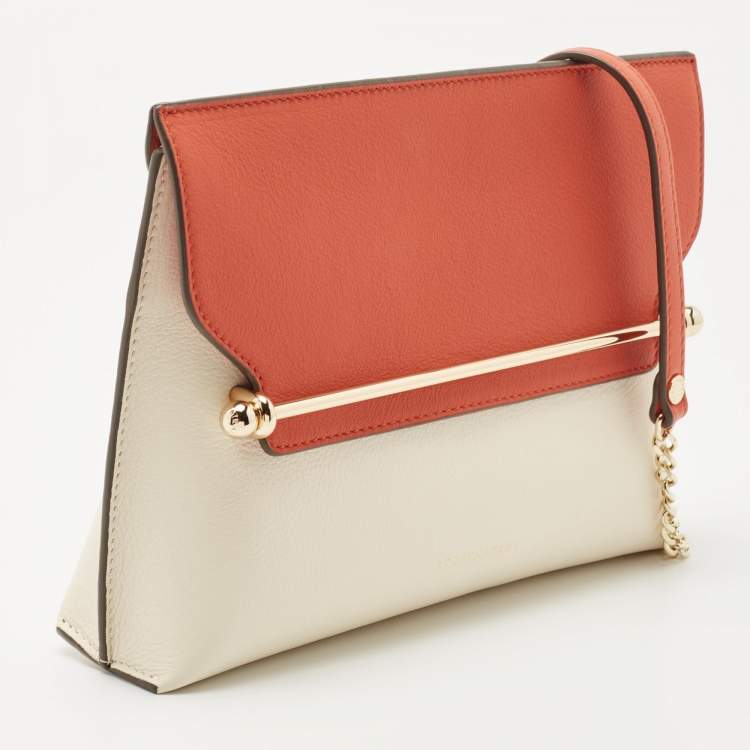 Pre Owned Strathberry Off White/Orange Leather Stylist Crossbody Bag