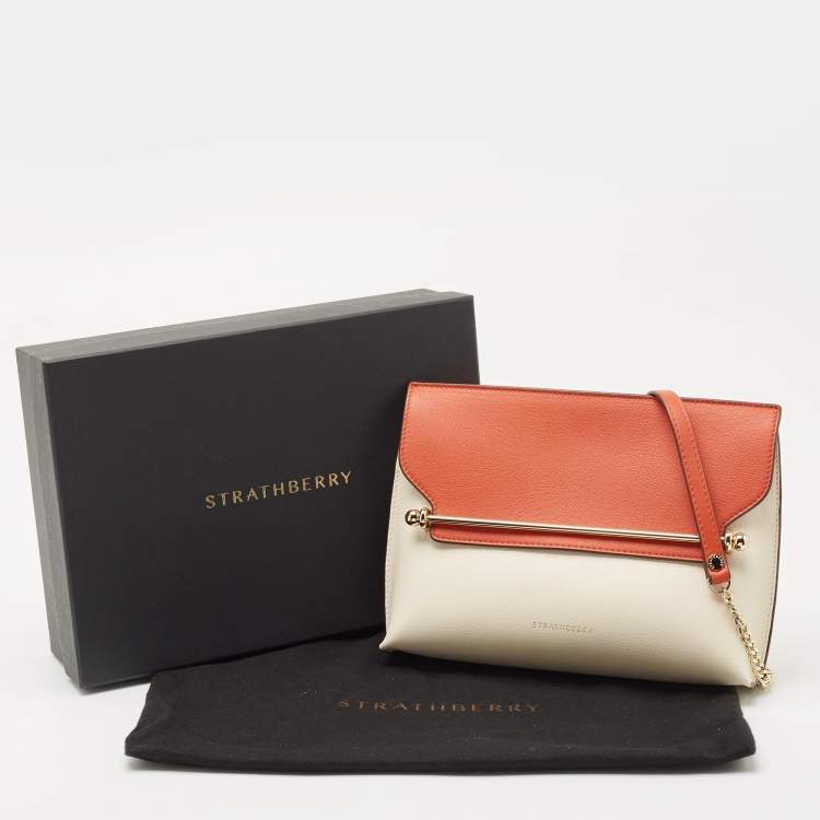 Pre Owned Strathberry Off White/Orange Leather Stylist Crossbody Bag