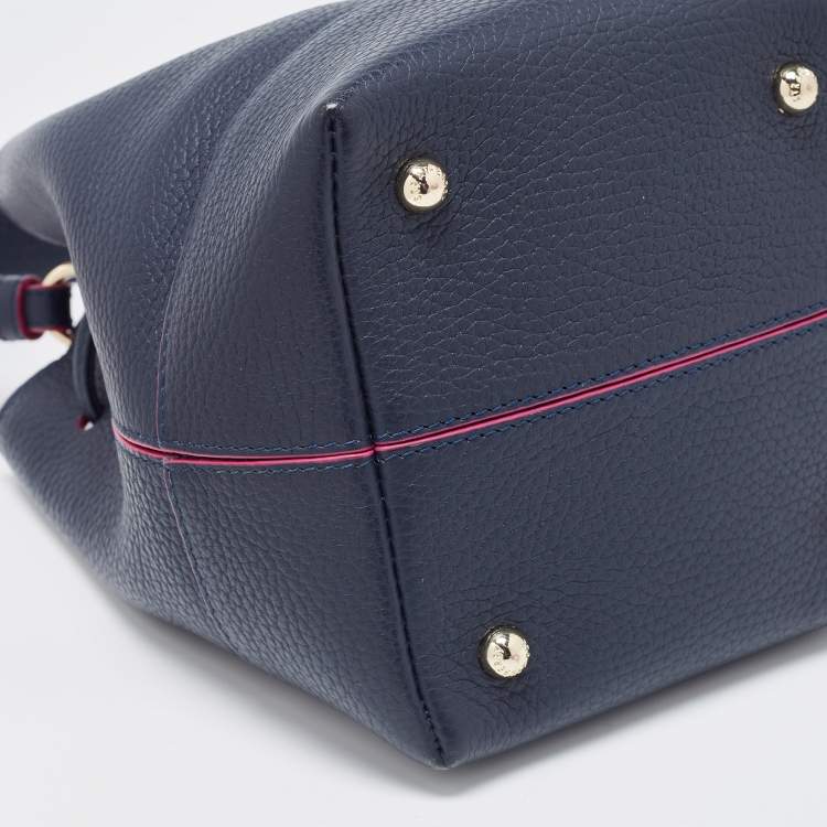 Pre Owned Strathberry Navy Blue/Pink Leather Mini Lana Osette Bucket Bag